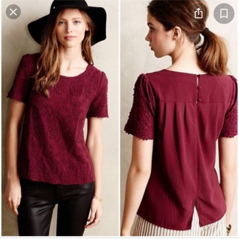 Anthropologie Burgundy Blouse